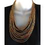 Bohemia Style 20 Layers Bib Statement Collar Glass Beaded Choker Necklace Fashion Jewelry For Women (Gold)
