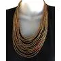 Bohemia Style 20 Layers Bib Statement Collar Glass Beaded Choker Necklace Fashion Jewelry For Women (Gold) Bohemia Style 20 Layers Bib Statement Collar Glass Beaded Choker Necklace Fashion Jewelry For Women (Gold)