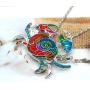 Charm Colorful Enamel Sea Animal Necklace Silver Tone Cute Enamel Choker Sea Crab Fashionable Necklaces for Women Girls Unique Jewelry Gift and Souvenir