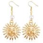Cute Sunflower Sun Face Moon Crescent Hook Dangle Drop Earrings for Women and Girl