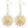 Cute Sunflower Sun Face Moon Crescent Hook Dangle Drop Earrings for Women and Girl
