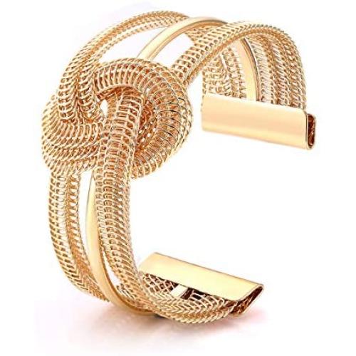 BSJELL Knot Cuff Bracelet Wide Open Cuff Bangle Bracelet Metal Twisted Hollow Hoop Bangles Cuff Jewelry for Women Girls