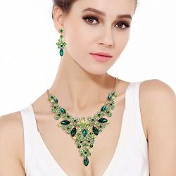 EVER FAITH Womens Austrian Crystal Elegant Bridal Hollow Flower Leaves Necklace Earrings Set