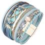 GelConnie Heart Leather Cuff Bracelet Multi Strand Wrap Around Bracelets Magnetic Boho Bangle Bohemian Jewelry Gift for Women, Mother, Wife, Sister, Lover