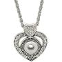 Mini Petite Open Heart clear Rhinestone Pendant Charm Necklace 18 inch and Hold One 12mm Mini Snap My Prime Gifts