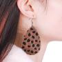 GIMEFIVE 4 Pairs Leather Teardrop Glitter Sequins Earring Lightweight Leaf Drop Bohemian Hollow Earrings for Women Girl