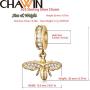 Sparkling Queen Bee Charms Gold Plated 925 Sterling Silver Dangle Charms Insects Nature Garden Charm Beads with Clear CZ Compatible with Pandora Charms Bracelet Necklace Gifts for Women/Wife/Mother/Sister