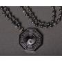 Natural Energy Stone Obsidian Crystal Necklace Yingyang Amulet Pendant Jewelry With Long Adjustable Bead Chain For Men Women