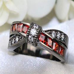 wedding ring set Two Rings His Hers Couples Matching Rings Womens Black Gold Filled Red CZ Wedding Engagement Ring Bridal Sets Mens Stainless Steel Wedding Band