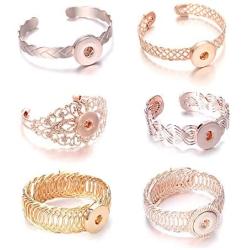 Lovglisten New 6pcs Snap Jewelry Bangle Hollow Fashion 18-20mm Adjustable Snap Jewelry Bracelets Charms (3)