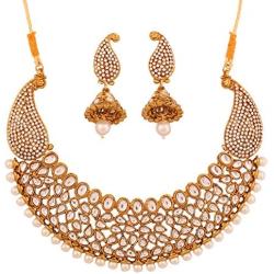 Touchstone Indian Bollywood Handcrafted Traditional Royal Mughal Kundan Polki Meenakari Enamel Colorful Wedding Designer Jewelry Long Necklace Set in Gold and Silver Tone for Women.