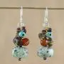 NOVICA Multi-Gem Jasper .925 Sterling Silver Beaded Earrings Exotic Cluster NOVICA Multi-Gem Jasper .925 Sterling Silver Beaded Earrings Exotic Cluster