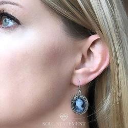 Soul Statement Womens Coin Earrings Vintage Gray and Silver Dangles