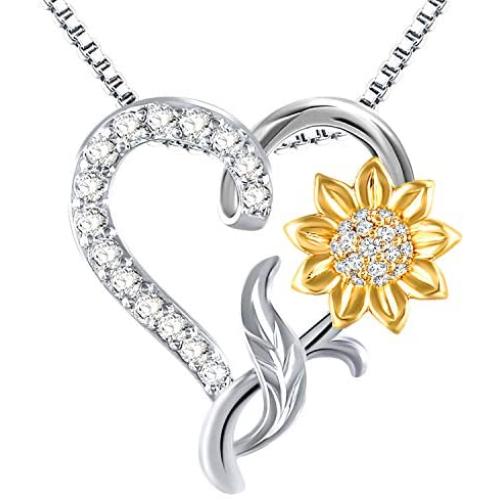 SNZM Sunflower Heart Pendant Necklace for Women Mom You are My Sunshine Necklace Jewelry Gifts for Girls Daughter