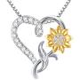 SNZM Sunflower Heart Pendant Necklace for Women Mom You are My Sunshine Necklace Jewelry Gifts for Girls Daughter