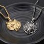 YL Mens Wolf Necklace Stainless Steel Wolf Head Pendant 18k Gold Jewelry