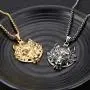 YL Mens Wolf Necklace Stainless Steel Wolf Head Pendant 18k Gold Jewelry