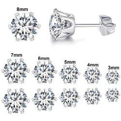 6 Pairs Pack of Earrings for Women Men Cubic Zirconia Studs Gold Plated Hypoallgenic