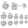 6 Pairs Pack of Earrings for Women Men Cubic Zirconia Studs Gold Plated Hypoallgenic