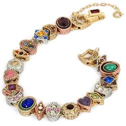 Sweet Romance Vintage Gold Silver Copper Victorian Bridal Antique Wedding Canterbury Slide Bracelet