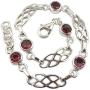 SilverStarJewel Garnet January Birthstone Bracelet 7.7'' 925 Pure Sterling Silver Women Art