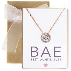 A+O Gift for Mom, Aunt, Grandma - Solitaire Halo Necklace in Gold, Rose Gold, Silver