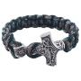 SONGCHANGJEWELRY Viking Braided Bracelets - Thor Hammer Viking Gifts for Men with Amulet Rune Knot Scandinavian Rope Bangles, Handmade Umbrella String Bracelet