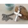 HZMAN Mens Stainless Steel Jesus Christ Crucifix Cross Lords Prayer Pendant Necklace