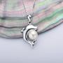 Dolphin Pearl Necklace with 5-6mm Freshwater Cultured Pearl 925 Sterling Silver Chain Dolphin Jewelry for Women - VIKI LYNN