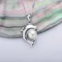 Dolphin Pearl Necklace with 5-6mm Freshwater Cultured Pearl 925 Sterling Silver Chain Dolphin Jewelry for Women - VIKI LYNN