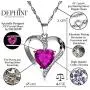 DEPHINI - Pink Heart Necklace - 925 Silver Heart Pendant with White CZ & Pink Birthstone Embellished with Branded Crystal for Women, 18'' Sterling Silver Chain + Jewellery Box, Gifts for Women