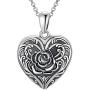 Rose Flower Heart Shaped Personalized Locket Necklace That Hold 2 Pictures Memory Photos Keep Someone Near to You Sterling Silver Jewelry