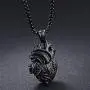 PAURO Mens Stainless Steel Anatomical Heart Pendant Necklace Black/Gold/Silver, Locket Style PAURO Mens Stainless Steel Anatomical Heart Pendant Necklace Black/Gold/Silver, Locket Style