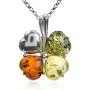 Sterling Silver Multicolor Amber Clover Leaf Earrings Pendant Set Chain 18 Inches Sterling Silver Multicolor Amber Clover Leaf Earrings Pendant Set Chain 18 Inches
