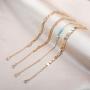 Udalyn 4Pcs Copper plated with 14K gold Chain Bracelets for Women Adjustable Dainty Dainty Tiny Cute Evil Eye Oval Chain Layered Bracelet Women Jewelry