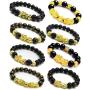 CARSHIER 8PCS Feng Shui Good Luck Bracelets for Men Women Obsidian Bead Chinese Dragon Lucky Charm Bracelet Pixiu Pi Yao Attract Wealth Money Feng Shui Jewelry Adjustable Elastic