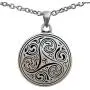 Celtic Pagan Wiccan Jewelry Merlin Morgana Wicca Witchcraft Magic Trinity Triskele Triquetra Triskelion Silver Pewter Mens Womens Pendant Necklace Charm Protection Amulet Men w Stainless Steel Chain