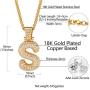 Shiny Cubic Zirconia Bubble Letters/Numbers/''$'' Necklace for Men Women Personalized 1-6 Letters Pendant with 18/22/26/28/30 Wheat/Tennis Chain 18K Gold/Platinum Plated Custom Name Jewelry