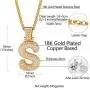 Shiny Cubic Zirconia Bubble Letters/Numbers/''$'' Necklace for Men Women Personalized 1-6 Letters Pendant with 18/22/26/28/30 Wheat/Tennis Chain 18K Gold/Platinum Plated Custom Name Jewelry