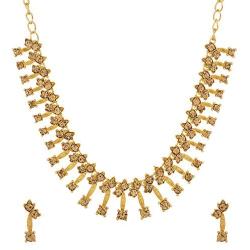 MUCH-MORE Indian Traditional Crystal Necklace Earrings Set Ethnic Wedding Party Jewelry for Women