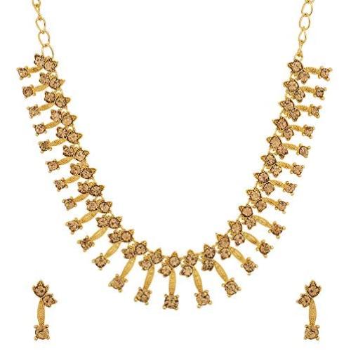 MUCH-MORE Indian Traditional Crystal Necklace Earrings Set Ethnic Wedding Party Jewelry for Women