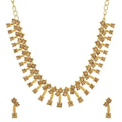 MUCH-MORE Indian Traditional Crystal Necklace Earrings Set Ethnic Wedding Party Jewelry for Women MUCH-MORE Indian Traditional Crystal Necklace Earrings Set Ethnic Wedding Party Jewelry for Women