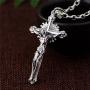 Retro Vintage Big 925 Sterling Silver Jesus Christ Crucifix Cross Pendant Necklace for Men Women,50cm Chain