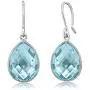 Gem Stone King 925 Sterling Silver Blue Topaz Dangle Earrings For Women (18.00 Cttw Gemstone Birthstone Pear Shape Teardrop 16X12MM)