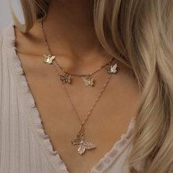 fxmimior Butterfly Collar Choker Boho Insect Necklace for Women Girls Ladies Dainty Fashion Jewelry (Silver)