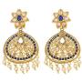 Ratna creation SANARA Bollywood Indian Wedding Designer Gold Tone Pearl Polki Stone Dangle Earring Set Jewelry