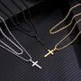 Ursteel Cross Necklace for Men, Stainless Steel Silver Black Gold Layered Rope Chain Cross Pendant Necklace Simple Jewelry Gifts Chain Necklace for Men, 16-26 Inches Box Chain