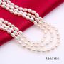 JYX JEWELRY 3 Strands Pearl Necklace Classic 5-5.5mm Triple Strand Oval White Pearl Choker Necklace for Women