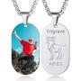 Custom4U Personalized Photo Necklace Zodiac Sign 12 Constellation Stainless Steel/Black/Gold Medallion Coin/Dog Tag Pendant Name Engrave with Chain Lucky Charm Customized Jewelry Gifts for Women Men