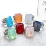 Ronliy Personality Big Ring for Women Big Glass Stone Elastic Stretch Finger Rings Jewelry